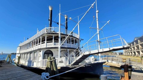 a boat docked at a dock